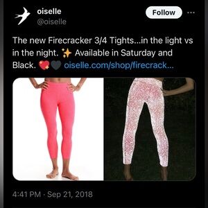 Oiselle Firecracker Running Tights - size 10 - pink - reflective